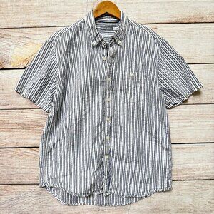 Vintage Michael Bastian Cotton Short Sleeve Button Down Shirt Blue Stripe XL